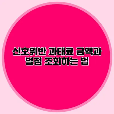 신호위반 과태료 금액과 벌점 조회하는 법