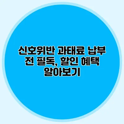 신호위반 과태료 납부 전 필독, 할인 혜택 알아보기