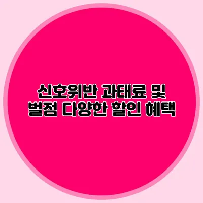 신호위반 과태료 및 벌점 다양한 할인 혜택