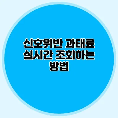 신호위반 과태료 실시간 조회하는 방법