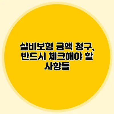 실비보험 금액 청구, 반드시 체크해야 할 사항들