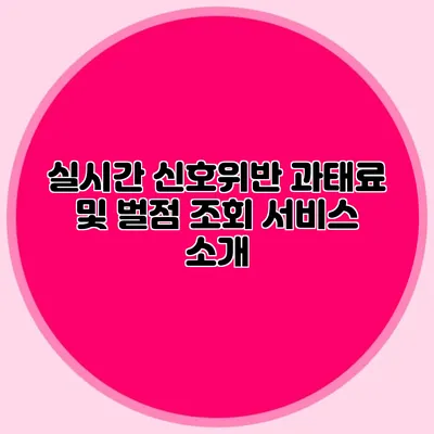 실시간 신호위반 과태료 및 벌점 조회 서비스 소개