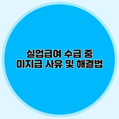 실업급여 수급 중 미지급 사유 및 해결법