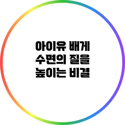 아이유 배게: 수면의 질을 높이는 비결