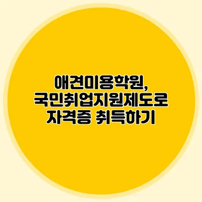 애견미용학원, 국민취업지원제도로 자격증 취득하기