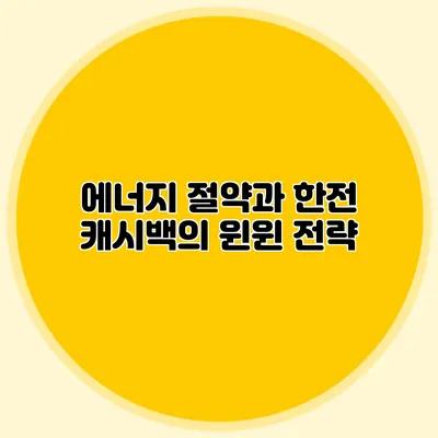 에너지 절약과 한전 캐시백의 윈윈 전략