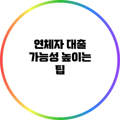 연체자 대출 가능성 높이는 팁