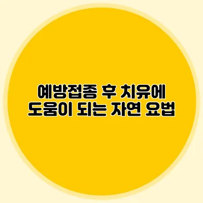 예방접종 후 치유에 도움이 되는 자연 요법