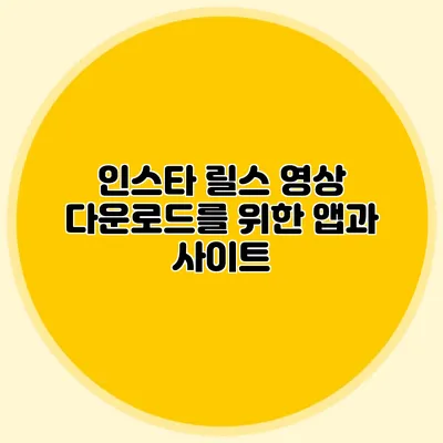 인스타 릴스 영상 다운로드를 위한 앱과 사이트