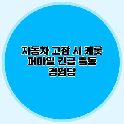 자동차 고장 시 캐롯 퍼마일 긴급 출동 경험담