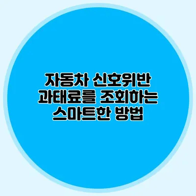 자동차 신호위반 과태료를 조회하는 스마트한 방법