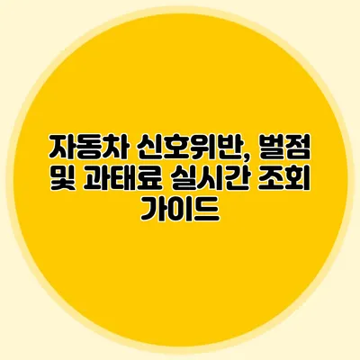 자동차 신호위반, 벌점 및 과태료 실시간 조회 가이드