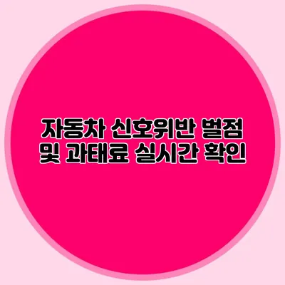 자동차 신호위반 벌점 및 과태료 실시간 확인