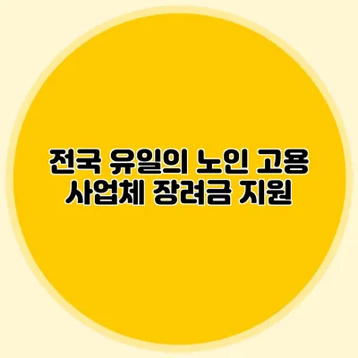 전국 유일의 노인 고용 사업체 장려금 지원