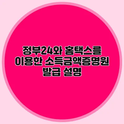 정부24와 홈택스를 이용한 소득금액증명원 발급 설명