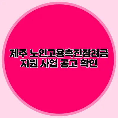 제주 노인고용촉진장려금 지원 사업 공고 확인