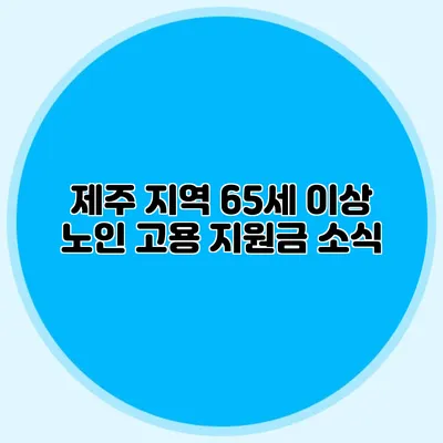 제주 지역 65세 이상 노인 고용 지원금 소식