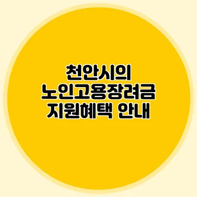 천안시의 노인고용장려금 지원혜택 안내