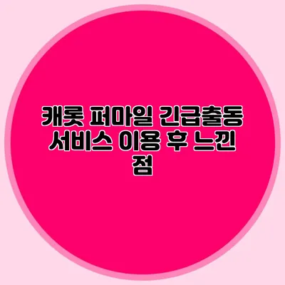 캐롯 퍼마일 긴급출동 서비스 이용 후 느낀 점