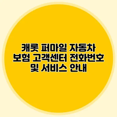 캐롯 퍼마일 자동차 보험 고객센터 전화번호 및 서비스 안내