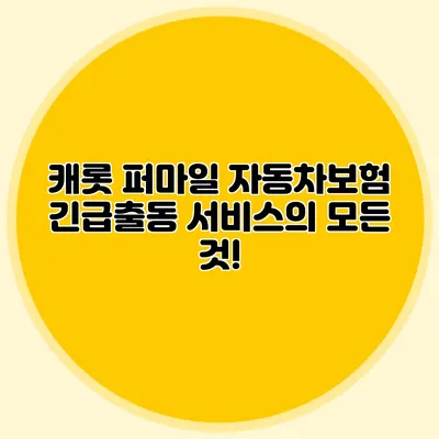 캐롯 퍼마일 자동차보험: 긴급출동 서비스의 모든 것!