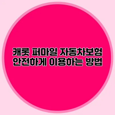 캐롯 퍼마일 자동차보험 안전하게 이용하는 방법