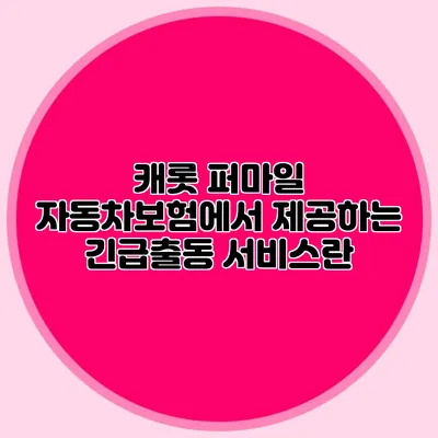 캐롯 퍼마일 자동차보험에서 제공하는 긴급출동 서비스란?