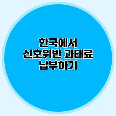 한국에서 신호위반 과태료 납부하기