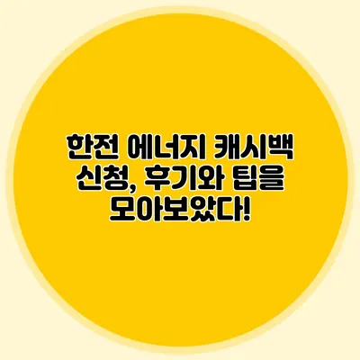한전 에너지 캐시백 신청, 후기와 팁을 모아보았다!
