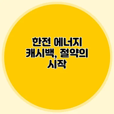 한전 에너지 캐시백, 절약의 시작