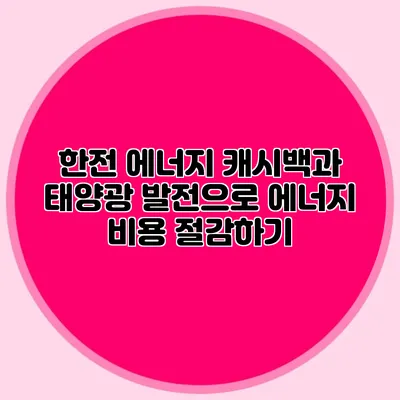 한전 에너지 캐시백과 태양광 발전으로 에너지 비용 절감하기