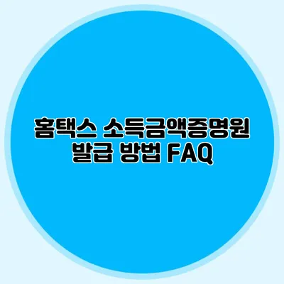 홈택스 소득금액증명원 발급 방법 FAQ