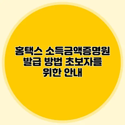 홈택스 소득금액증명원 발급 방법: 초보자를 위한 안내