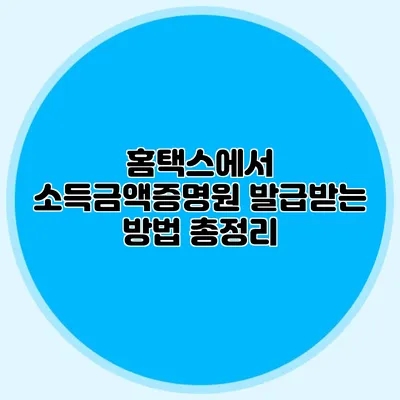 홈택스에서 소득금액증명원 발급받는 방법 총정리