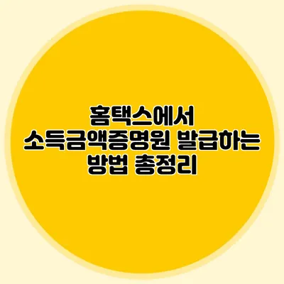 홈택스에서 소득금액증명원 발급하는 방법 총정리