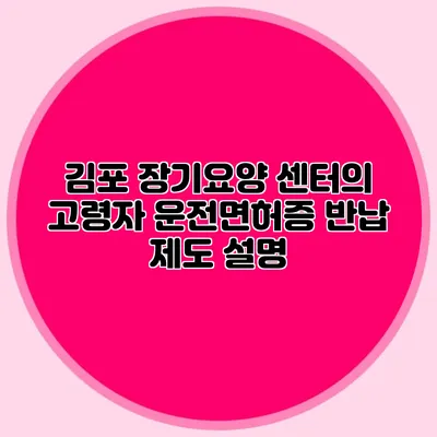 김포 장기요양 센터의 고령자 운전면허증 반납 제도 설명