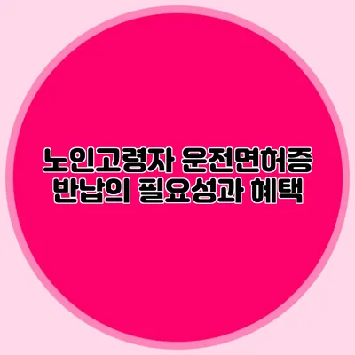 노인고령자 운전면허증 반납의 필요성과 혜택