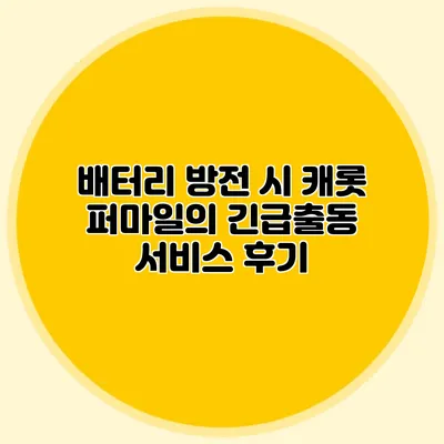 배터리 방전 시 캐롯 퍼마일의 긴급출동 서비스 후기