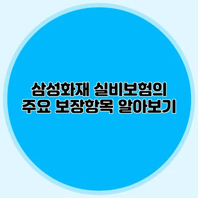 삼성화재 실비보험의 주요 보장항목 알아보기