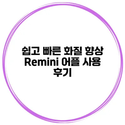 쉽고 빠른 화질 향상 Remini 어플 사용 후기