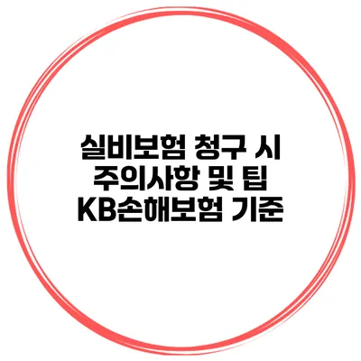 실비보험 청구 시 주의사항 및 팁 KB손해보험 기준