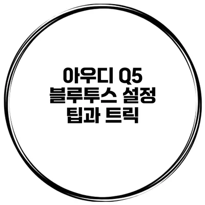 아우디 Q5 블루투스 설정 팁과 트릭