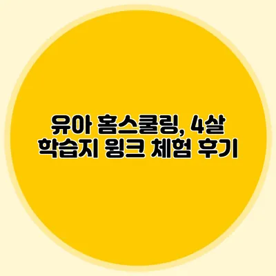 유아 홈스쿨링, 4살 학습지 윙크 체험 후기