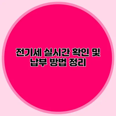 전기세 실시간 확인 및 납부 방법 정리