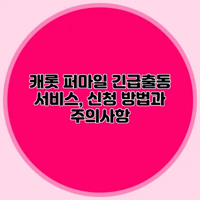 캐롯 퍼마일 긴급출동 서비스, 신청 방법과 주의사항