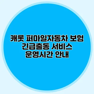 캐롯 퍼마일자동차 보험 긴급출동 서비스 운영시간 안내