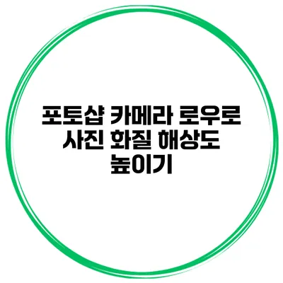 포토샵 카메라 로우로 사진 화질 해상도 높이기