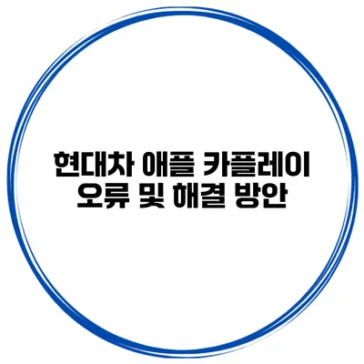 현대차 애플 카플레이 오류 및 해결 방안