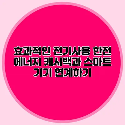 효과적인 전기사용: 한전 에너지 캐시백과 스마트 기기 연계하기